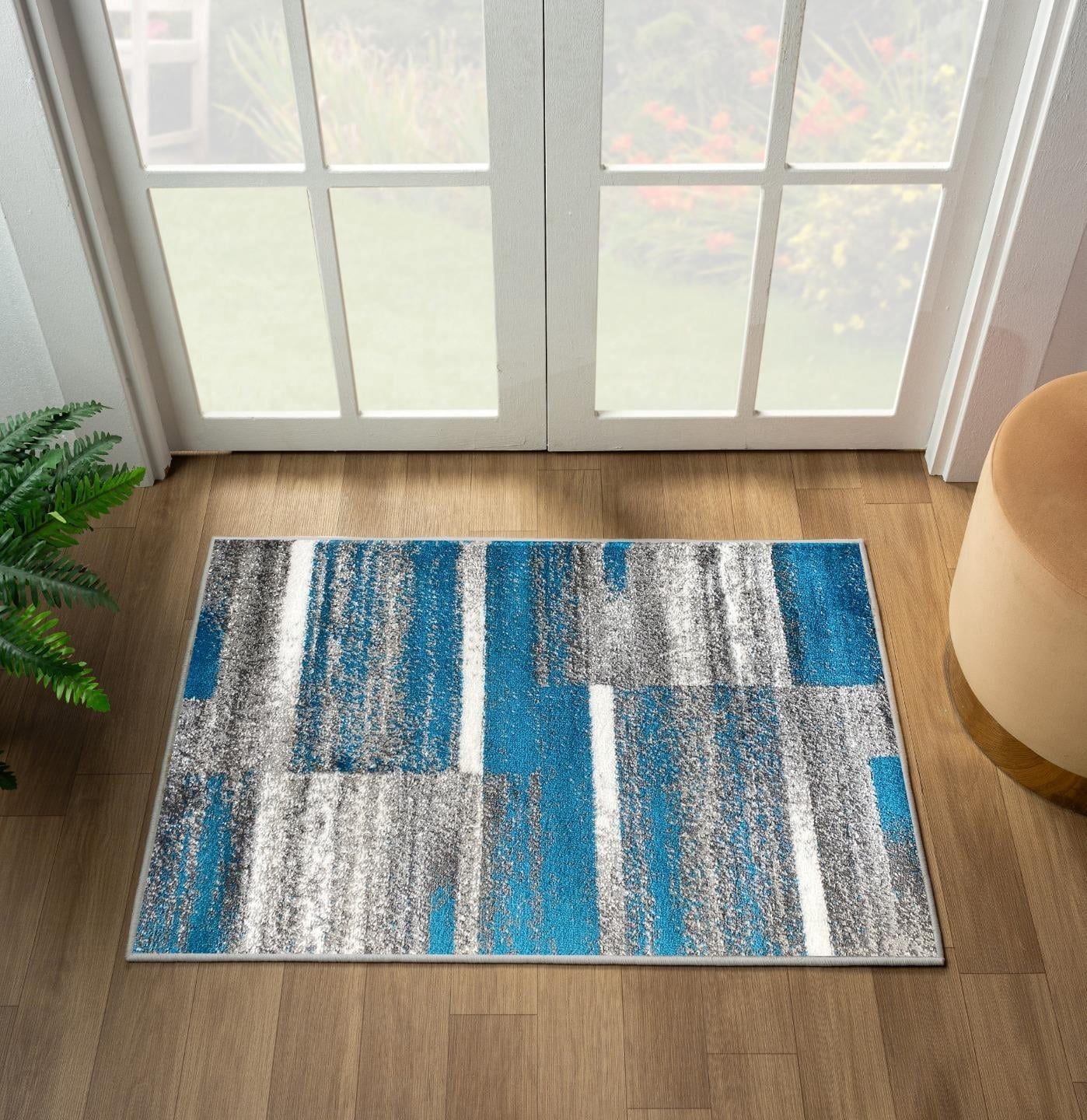 Luxe Weavers Art Deco Abstract Geometric Turquoise 2x3 Area Rug for Living Rooms