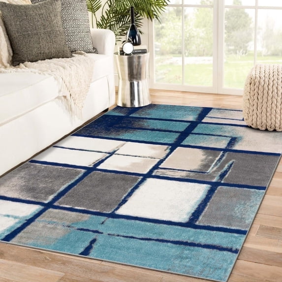Luxe Weavers Art Deco Geometric Blue 2x7 Area Rug, Indoor Carpet