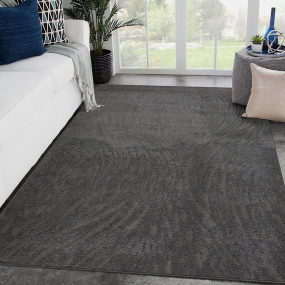 Luxe Weavers Artistic Abstract Wave Charcoal 5x7 Area Rug