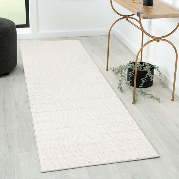Luxe Weavers Artistic Abstract Wave Ivory 2x7 Indoor Runner Rug