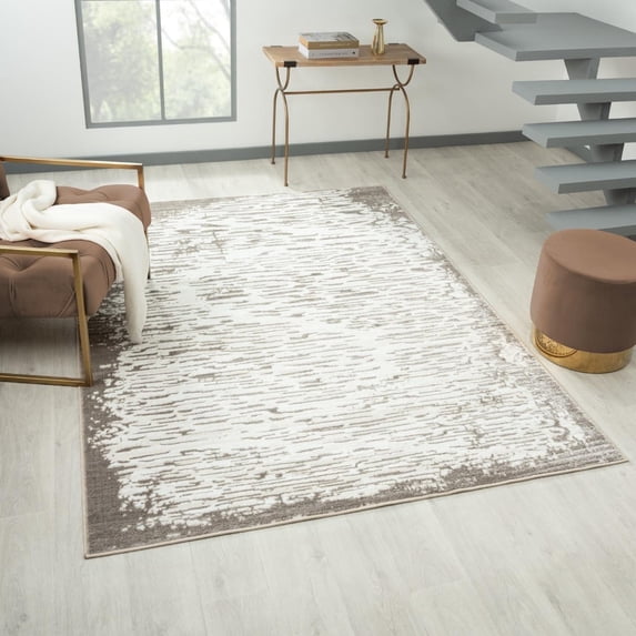 Luxe Weavers Artistic Textured Metallic Gray 4x5 Area Rug, Modern Carpet for Living Room