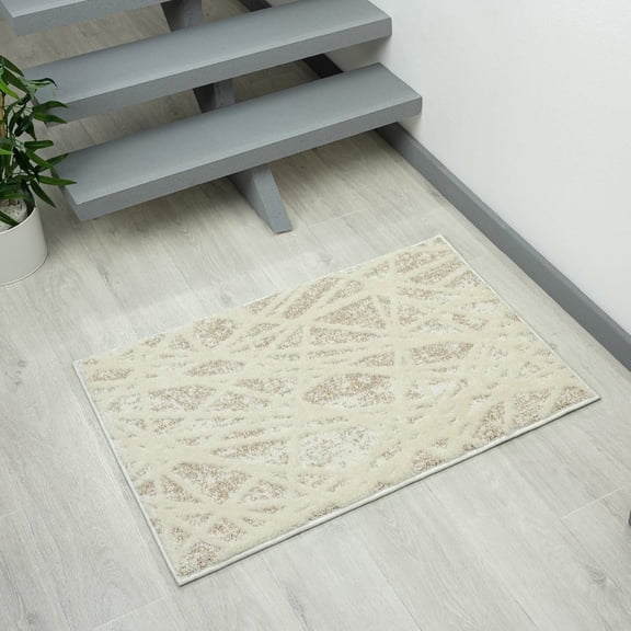 Luxe Weavers Beige 2x3 Geometric Abstract Lines Area Rug