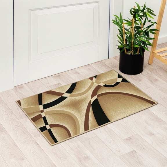 Luxe Weavers Beige Modern Abstract Area Rug 2x3 Geometric Living Room Carpet