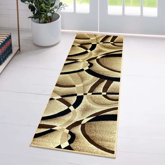 Luxe Weavers Beige Modern Abstract Area Rug 2x7 Geometric Living Room Carpet