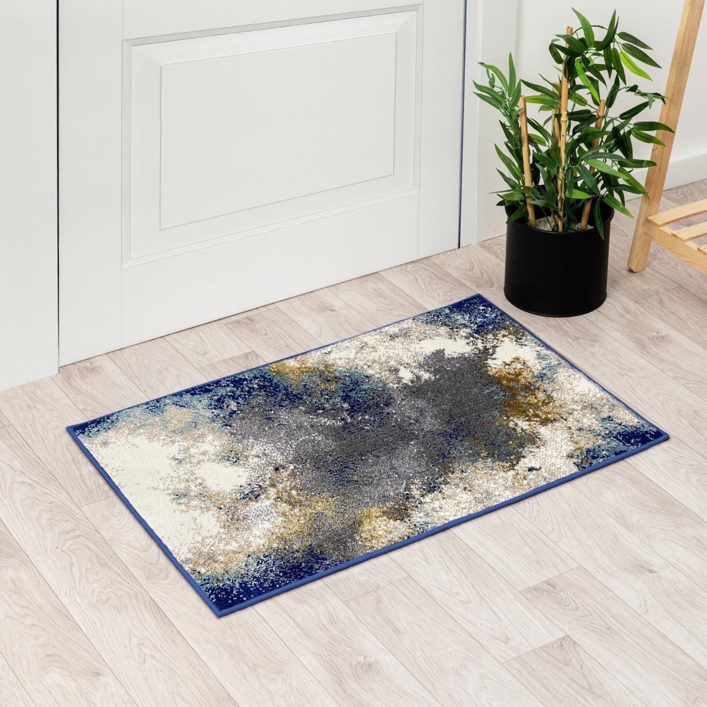 Luxe Weavers Blue Abstract 2x3 Synthetic Area Rug