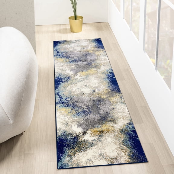 Luxe Weavers Beverly Collection 8445 Blue 2x7 Modern Abstract Area Rug