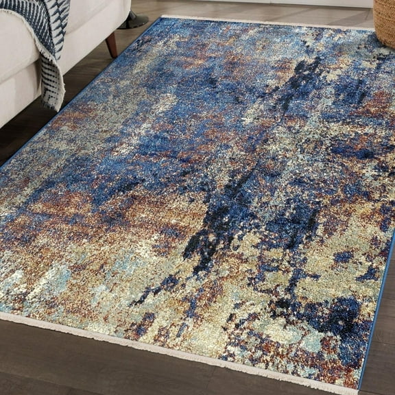 Luxe Weavers Bohemian Abstract Multi 7'8" x 10'2" Area Rug Fringed Modern Carpet