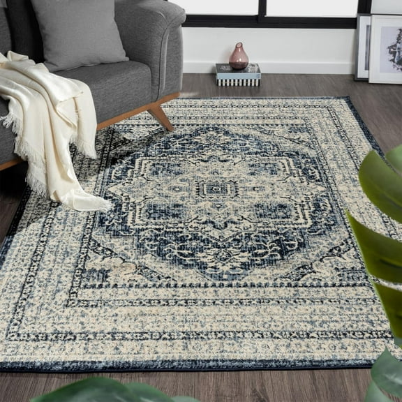 Luxe Weavers Bohemian Moroccan Navy 5x7 Area Rug, Indoor Carpet