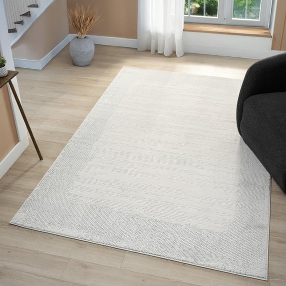 Luxe Weavers Boho Abstract Textured Cream 6x9 Area Rug