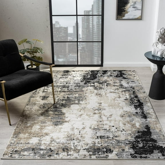 Luxe Weavers Boho Abstract Textured Gray 5x7 Area Rug, Living Room Carpet