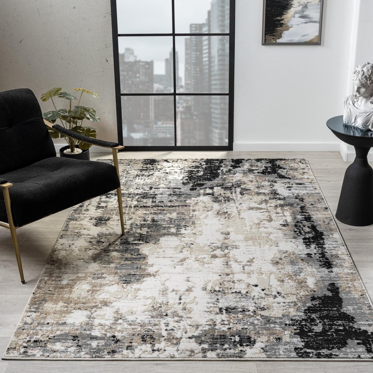 Luxe Weavers Boho Abstract Textured Gray 5x7 Area Rug, Living Room Carpet