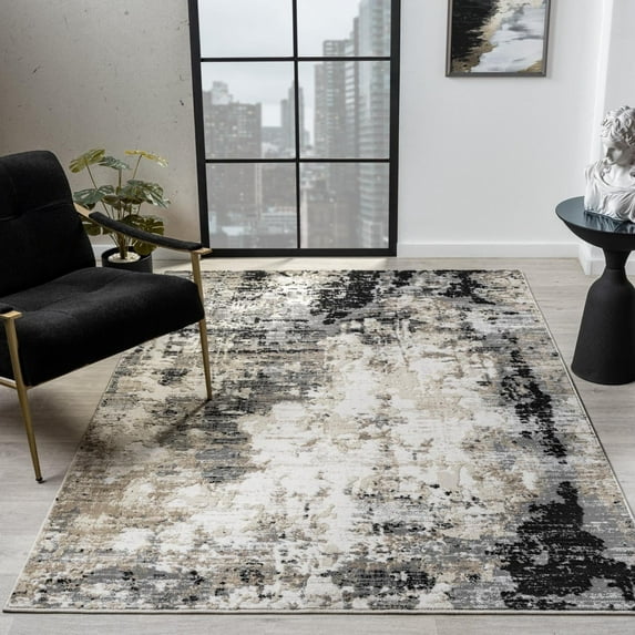 Luxe Weavers Boho Abstract Textured Gray 5x7 Area Rug, Living Room Carpet