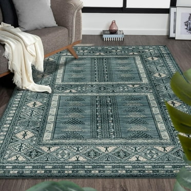 Luxe Weavers Boho Blue 8x10 Area Rug, Geometric Living Room Carpet