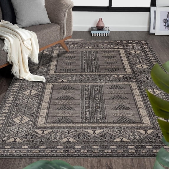 Luxe Weavers Boho Gray 8x10 Area Rug, Geometric Living Room Carpet