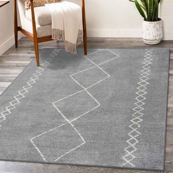 Luxe Weavers Boho Moroccan Geometric Gray 6x9 Area Rug, Modern Home Décor Rug