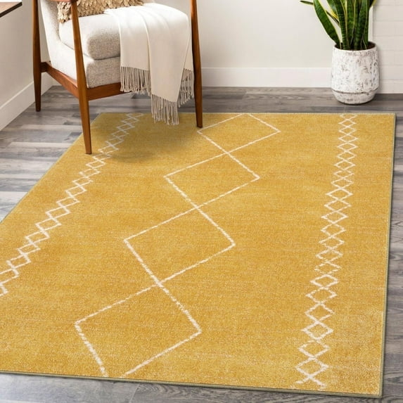 Luxe Weavers Boho Moroccan Geometric Yellow 8x10 Area Rug, Modern Home Décor Rug