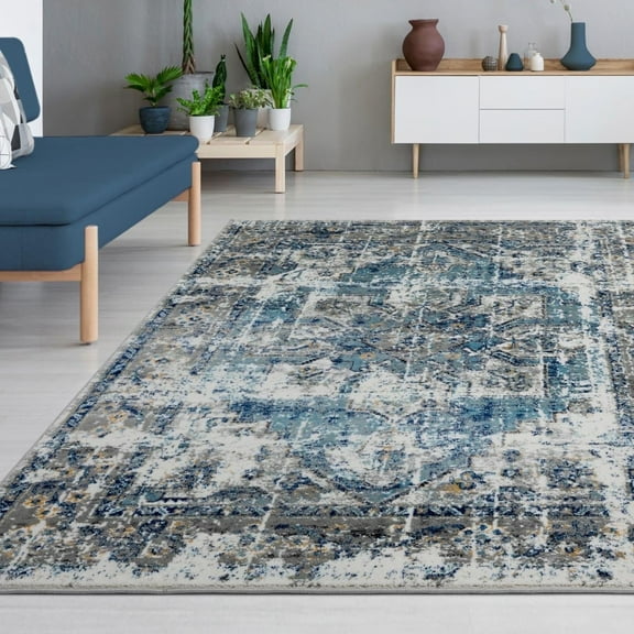 Luxe Weavers Boho Vintage Floral Ivory 8x10 Area Rug