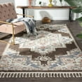 thumbnail image 1 of Luxe Weavers Brown 5x7 Southwestern Medallion Area Rug, Stain Resistant Fringe Carpet, 1 of 9