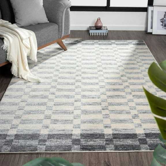 Luxe Weavers Checkered Geometric Gray 5x7 Area Rug, Indoor Carpet