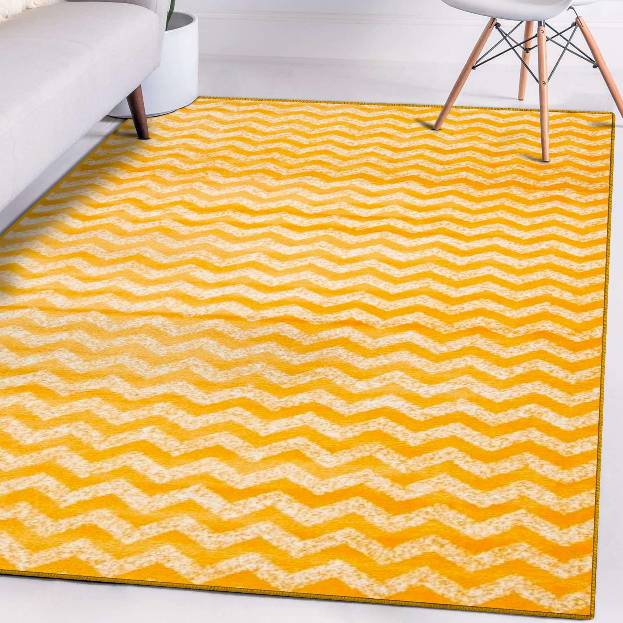Luxe Weavers Chevron Mango Orange 8x10 Area Rug, Stain Resistant ...