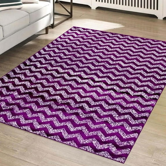 Luxe Weavers Chevron Purple 8x10 Area Rug, Stain Resistant Moroccan Geometric Carpet