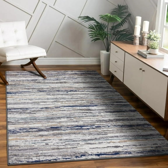 Luxe Weavers Coastal Gray Glass 8x10 Modern Lines Area Rug