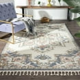 thumbnail image 1 of Luxe Weavers Cream 5x7 Southwestern Medallion Area Rug, Stain Resistant Fringe Carpet, 1 of 9