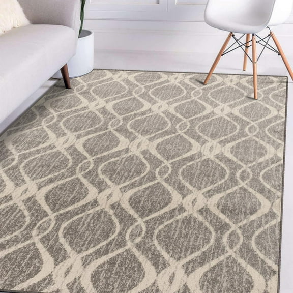 Luxe Weavers Dark Grey 8x10 Geometric Area Rug for Living Room