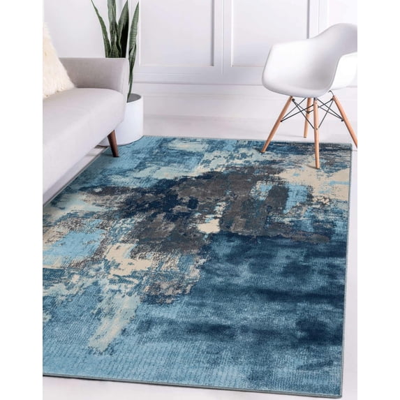 Luxe Weavers Nuvola 8722 Abstract Area Rug Blue 4x5