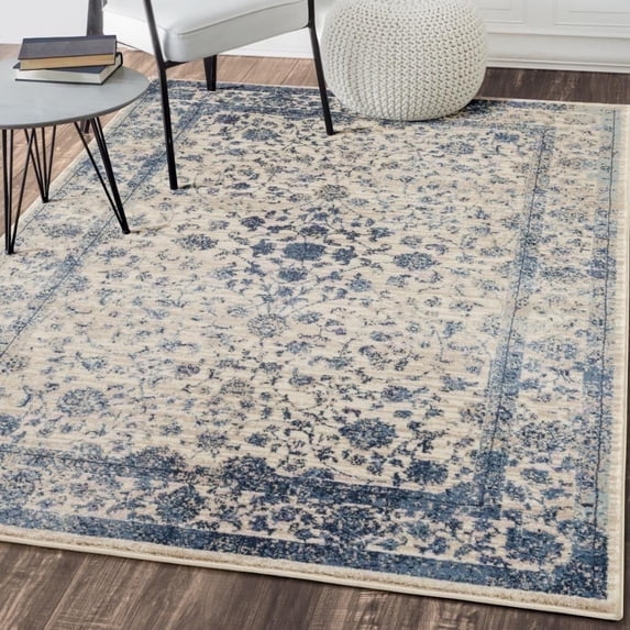 Luxe Weavers Distressed Floral Area Rug Ivory 8x10 Vintage Carpet