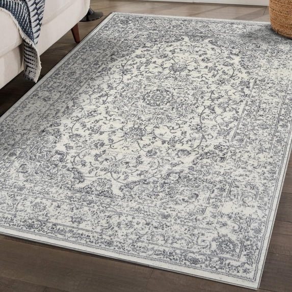 Luxe Weavers Distressed Silver 5x7 Oriental Area Rug Non-Shedding Carpet