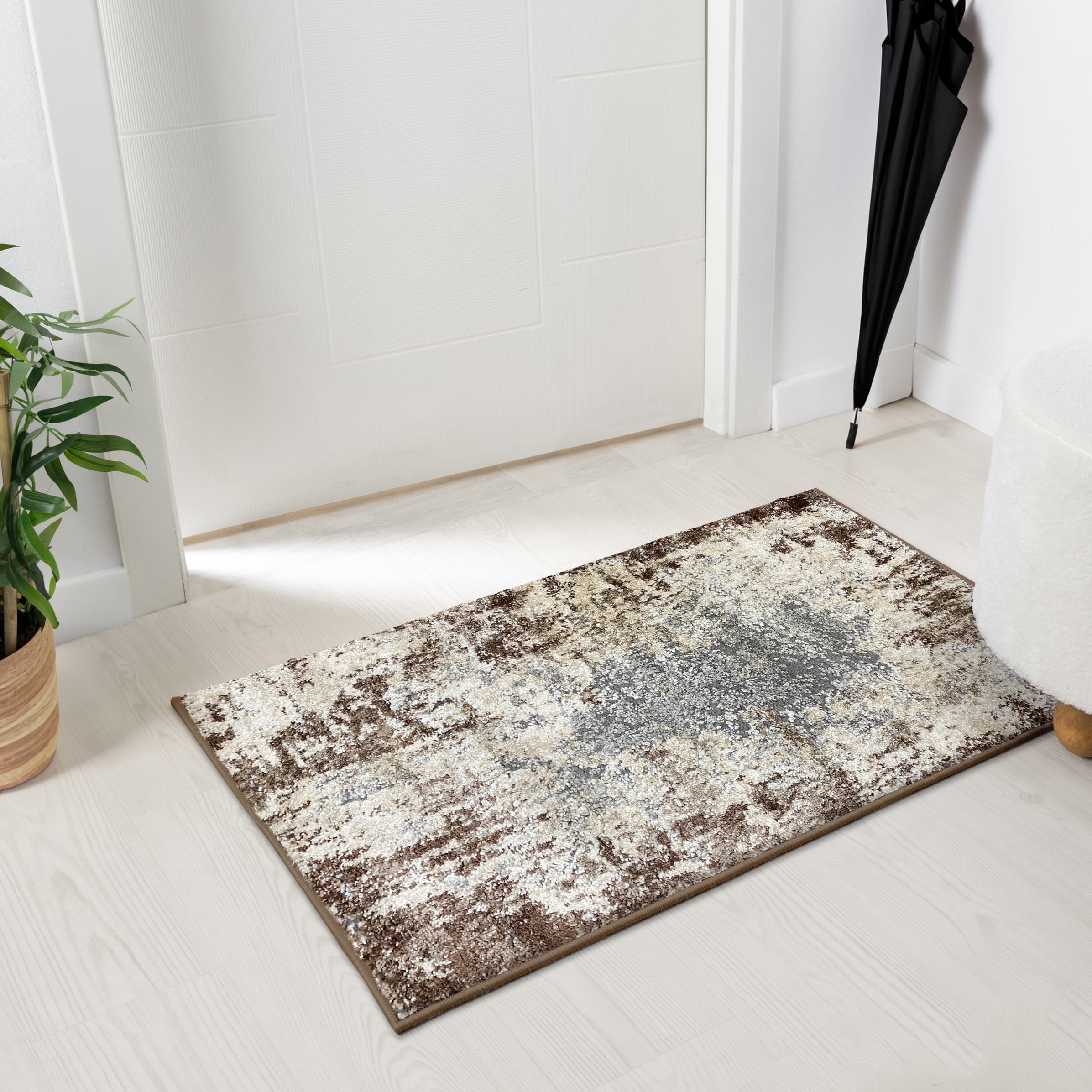 8' x 10' Brown Abstract Synthetic Area Rug