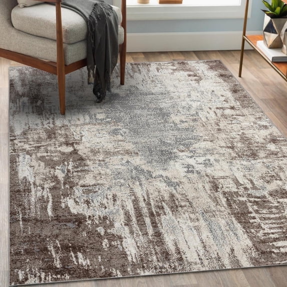 Luxe Weavers Euston Collection Abstract Area Rug 7680 Brown 5x7