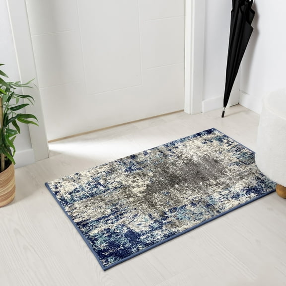 Luxe Weavers Euston Collection Abstract Area Rug 7680 Dark Blue, Light Blue 2x3