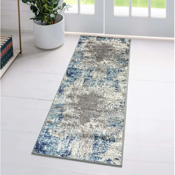Luxe Weavers Euston Collection Abstract Area Rug 7680 Dark Blue, Light Blue 2x7