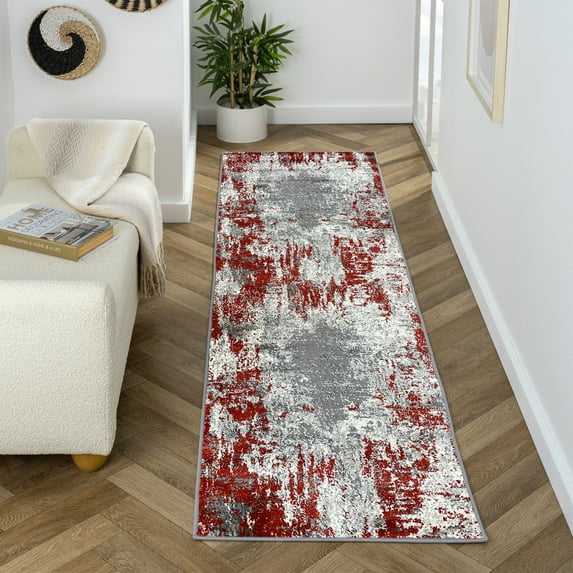 Luxe Weavers Euston Collection Abstract Area Rug 7680 Red 2x7