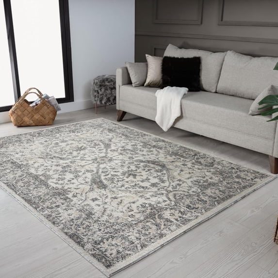 Luxe Weavers Euston Silver 9x12 Modern Farmhouse Oriental Area Rug