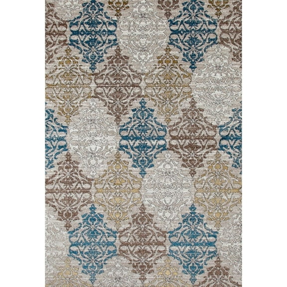 Luxe Weavers Floral Beige 8x10 Cream Teal Modern Moroccan Area Rug