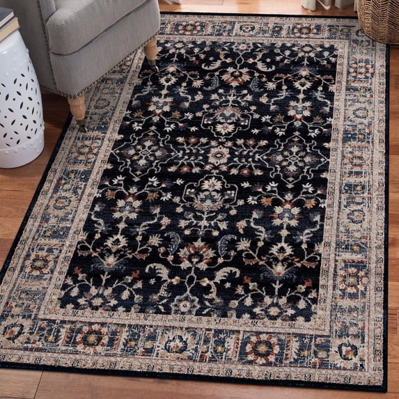 Luxe Weavers Floral Navy 8x10 Area Rug, Indoor Carpet for Living Rooms