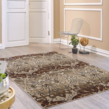 Luxe Weavers Floral Ombre 8x10 Area Rug Ivory Non-Shedding Carpet