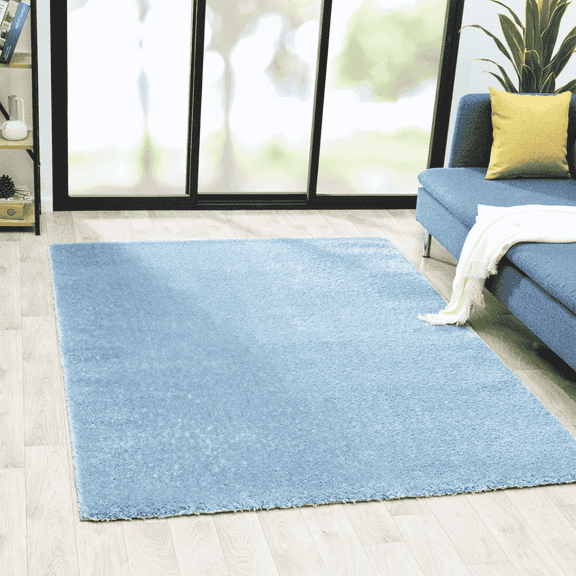 Luxe Weavers Fluffy Shag Blue 5x7 Area Rug Plush Bedroom Carpet