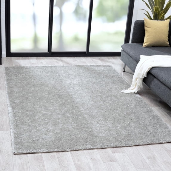 Luxe Weavers Fluffy Shag Light Gray 5x7 Area Rug Plush Bedroom Carpet