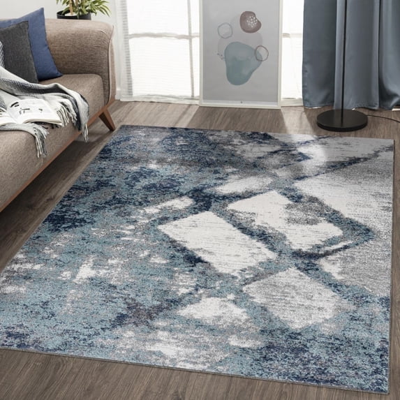 Luxe Weavers Geometric Abstract Art Deco Blue 6x9 Area Rug