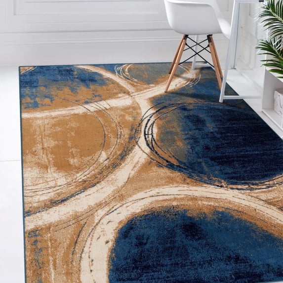 Luxe Weavers Geometric Abstract Blue 8x10 Area Rug, Indoor Carpet