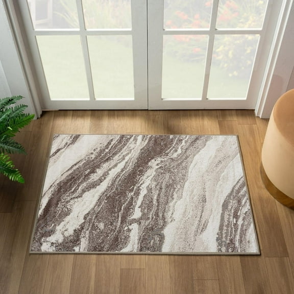 Luxe Weavers Geometric Abstract Brown 2x3 Art Deco Marble Swirl Area Rug