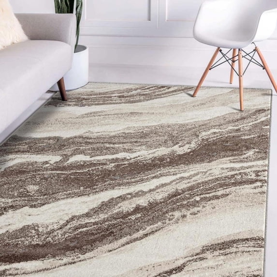 Luxe Weavers Geometric Abstract Brown 4x5 Art Deco Marble Swirl Area Rug
