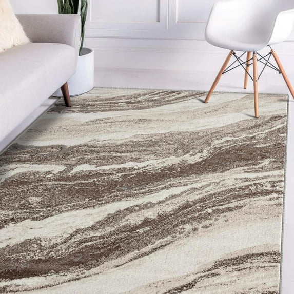 Luxe Weavers Geometric Abstract Brown 6x9 Art Deco Marble Swirl Area Rug