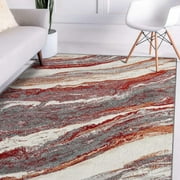Luxe Weavers Geometric Abstract Blue 5x7 Art Deco Marble Swirl Area Rug