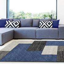 Luxe Weavers Geometric Block Blue 5x7 Area Rug for Living Room