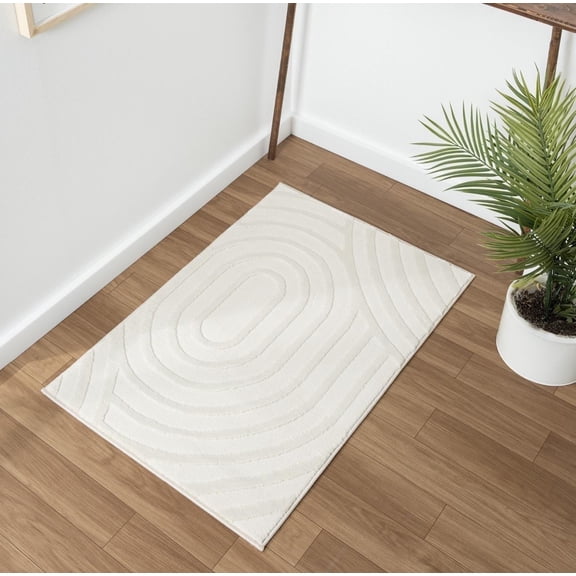Luxe Weavers Geometric Cream 2x3 Area Rug for Living Rooms